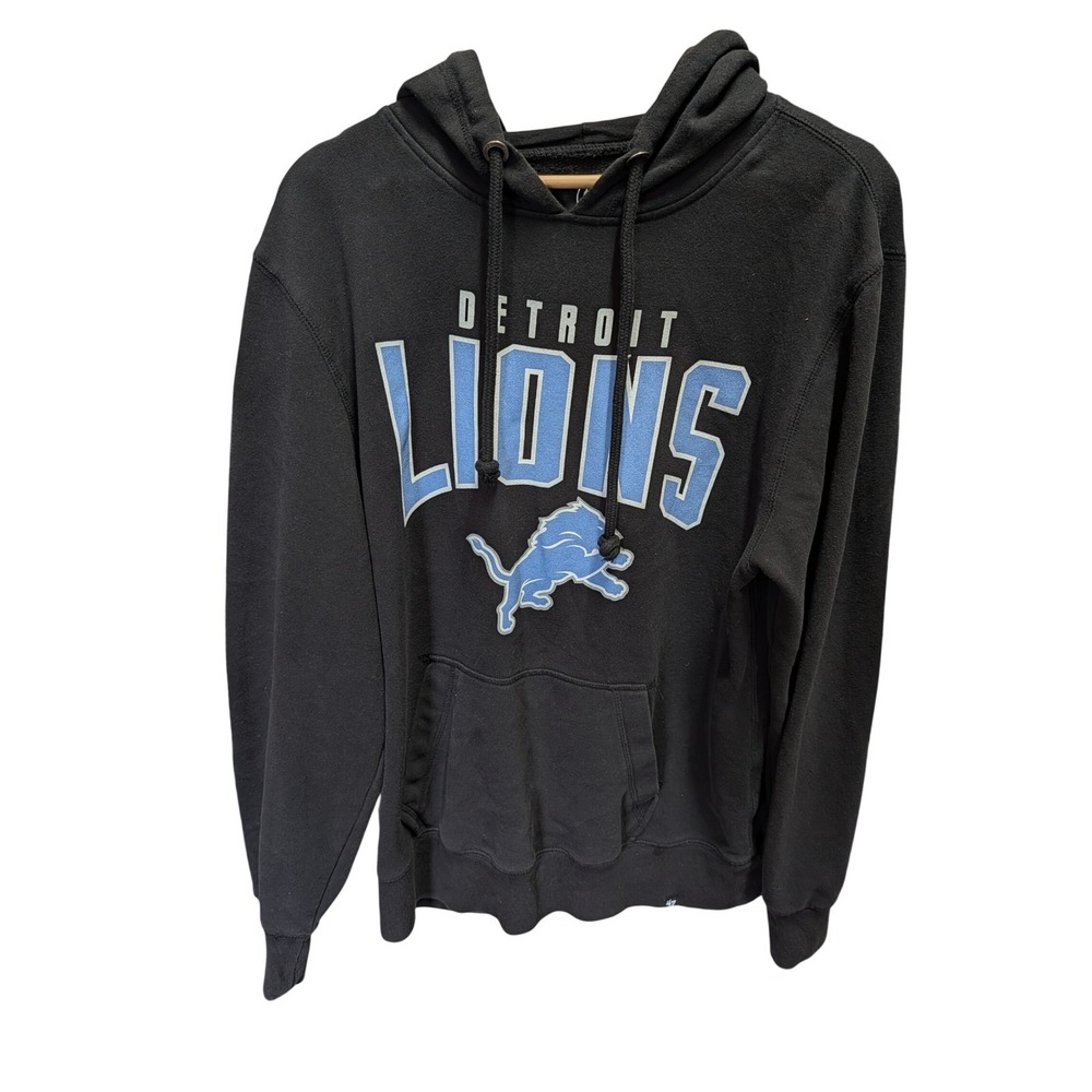 '47 Brand Detroit Lions Hoodie Mens Large Black Good NFL Football Pullover